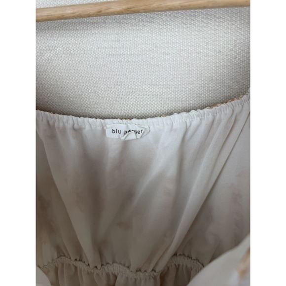 Blu Pepper Floral Mini Dress Small Cottagecore Boho Puff Sleeve Smocked Waist - Picture 14 of 15